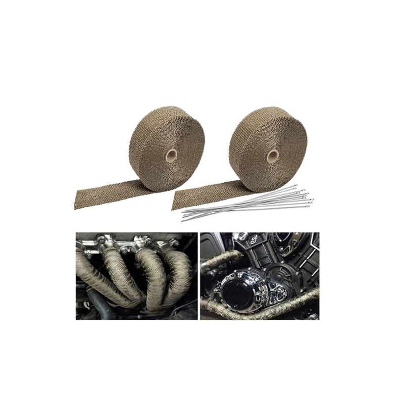MORECP Titanium Exhaust Heat Wrap, 2 Roll 2" x 50',