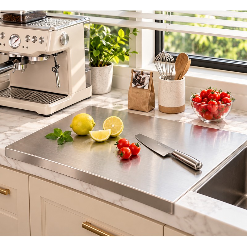 Stainless Steel Cutting Board for Kitchen Prep – Anti-Slip Edge