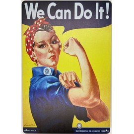 Forever_USA Tin Sign | Metal Wall Sign | WWII Rosie The Riveter We can do it War Advertising 8 x 12 in. | Fun Decorative Sign for Home Bar Room Garage Decor | Vintage & Retro Style