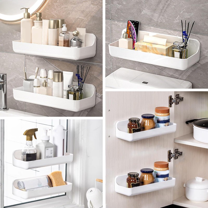 CGBE 2-Pack Acrylic Shower Shelves, Large Capacity Adhesive Shower Shelf,