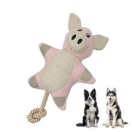 PawfectPals Squeaky and Durable Dog Chew Toy with Rope Tail (Pig)