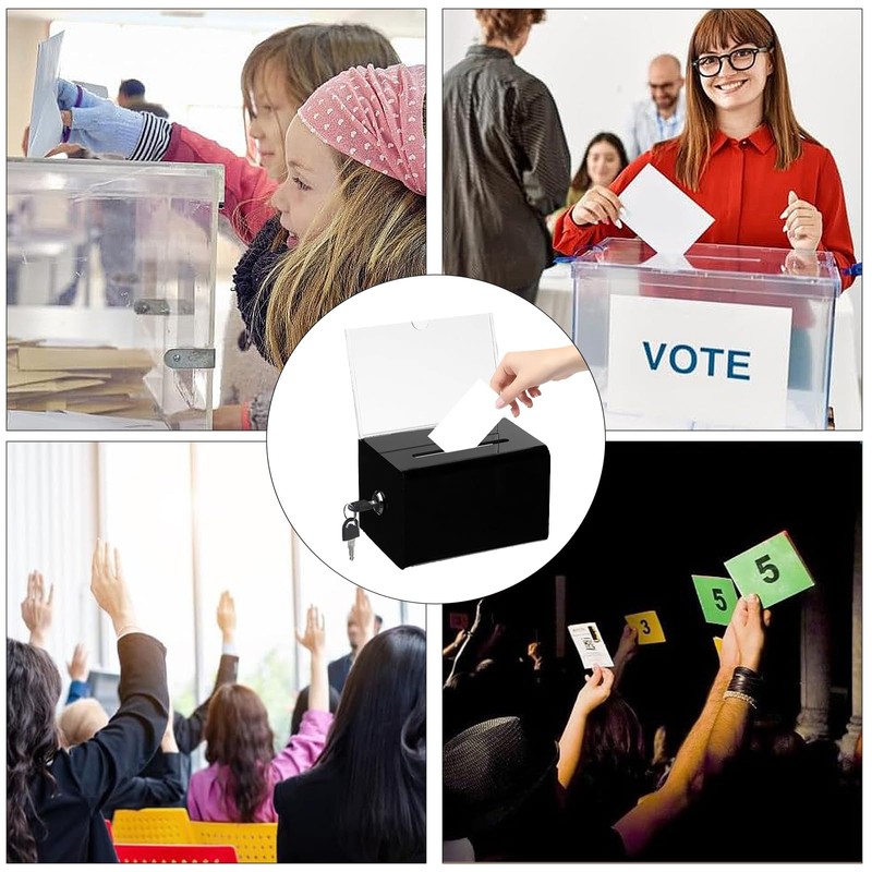 Acrylic Donation Box, Lockable, Ballot Box, Transparent with Key Lock