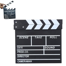 Film Flap 20 x 20 cm, Director Flap Synchronous Flap Clapperboard, Scene Acrylic Film Flap, Clapper Board, Easy Wipe Acrylic Clapper, for Film, TV Series, Shoot Props, Commercial (Black-1 PCS)