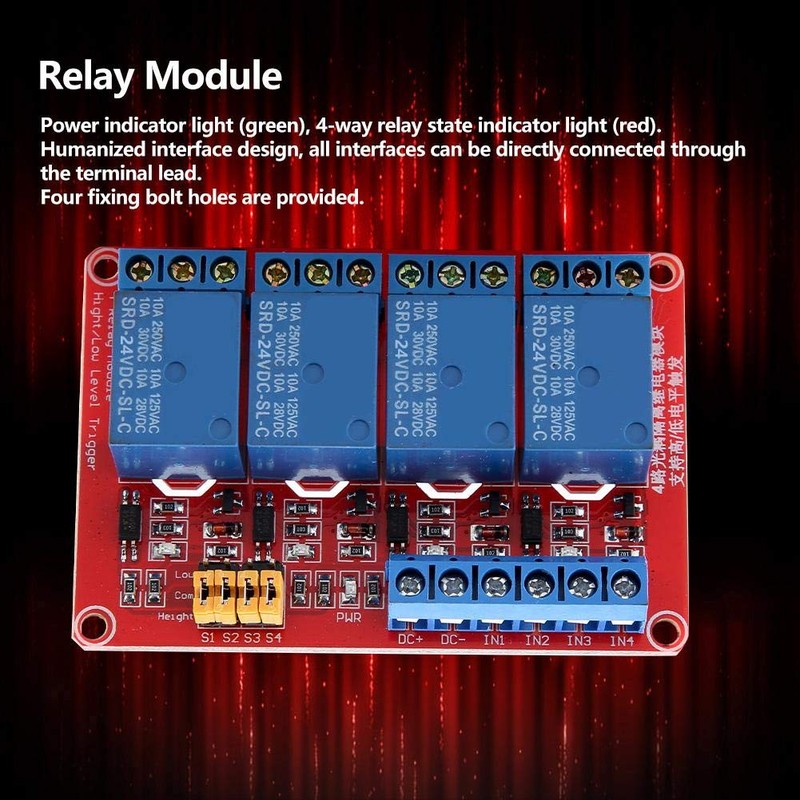 24V Relay Module 4 Channel Optocoupler Relay Module Board High