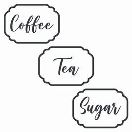 Tea, Coffee, Sugar Kitchen Jar Canister Labels Vinyl Decal Stickers (Graphite Grey)
