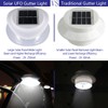 Solar Gutter Lights, Super Bright 9 LED Waterproof Wireless Security