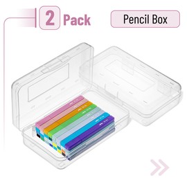 Mr. Pen- Plastic Pencil Box Case, 2 Pack, Clear, Crayon Box, Clear Pencil Case for Kids,