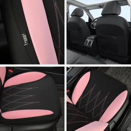 GIANT PANDA Polycotton Front Car Seat Cover Fit Toyota Rav4 Camry Highlander Corolla Prius, Washable Cloth Diamond Pattern Seat Protector (Pink-2 Pack)