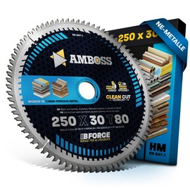 HM Circular Saw Blade 250 x 30 Z80 Trapezoidal Flat Tooth for Aluminium AMBOSS WERKZEUGE® Saw Blade 250 mm Compatible with Dewalt DWE 7492 Holzmann TS250 Atika T 250. 302607. Einhell. Bernardo. Record
