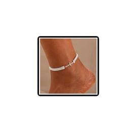 Dishowme Crystal Cross Heart Anklet Bracelet Rhinestone Butterfly Infinity Foot Chain Lucky 8 Love Heart Summer Beach Barefoot Sandal Jewelry for Women Girls (Silver D)
