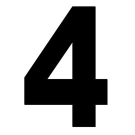Merriway BH04432 (4 Pcs) Black Vinyl Stick-On Wheelie Bin Post Box Crate Dust Bin Numbers 50mm (2 inch) Number 4 - Pack of 4 Pieces