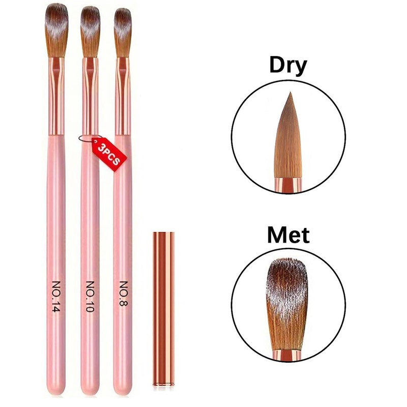 3 Pcs Acrylic Nail Brush Set for Acrylic Powder Application
