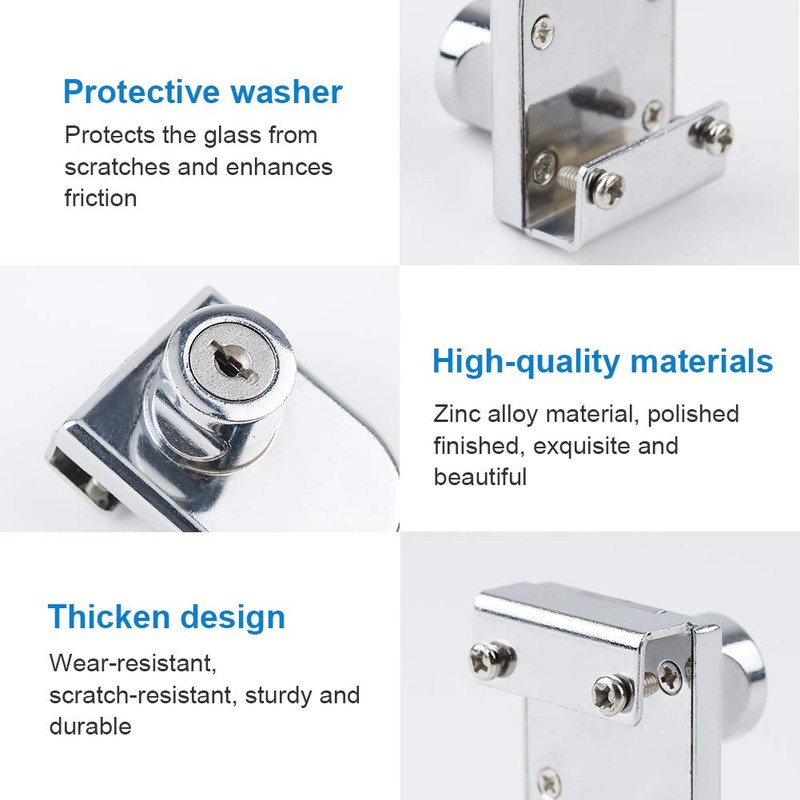 INCREWAY 2pcs Showcase Lock, Zinc Alloy Drill Glass Door Lock