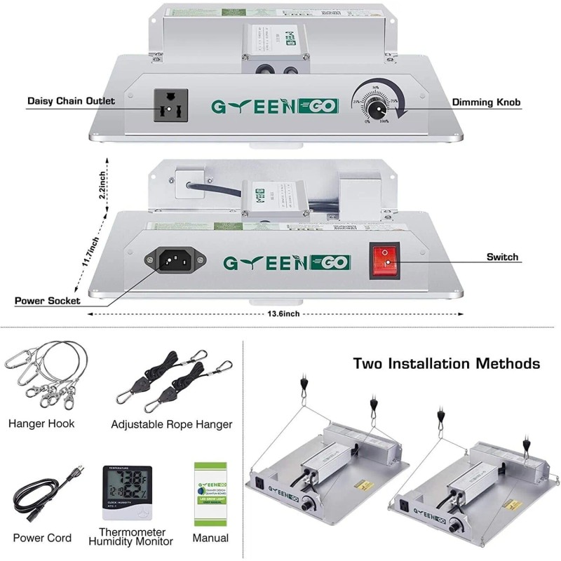 GreenGo Professional Dimmable IR LED Grow Light Daisy Chain Green