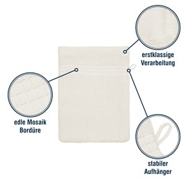 Merana Rome Wash Cloth Set | Absorbent, Soft and Lint-Free | Terry Wash Mitts in Luxury Quality Made of Heavy Cotton 590 GSM (Coconut, 4 x Wash Mitt (15 x 20 cm)