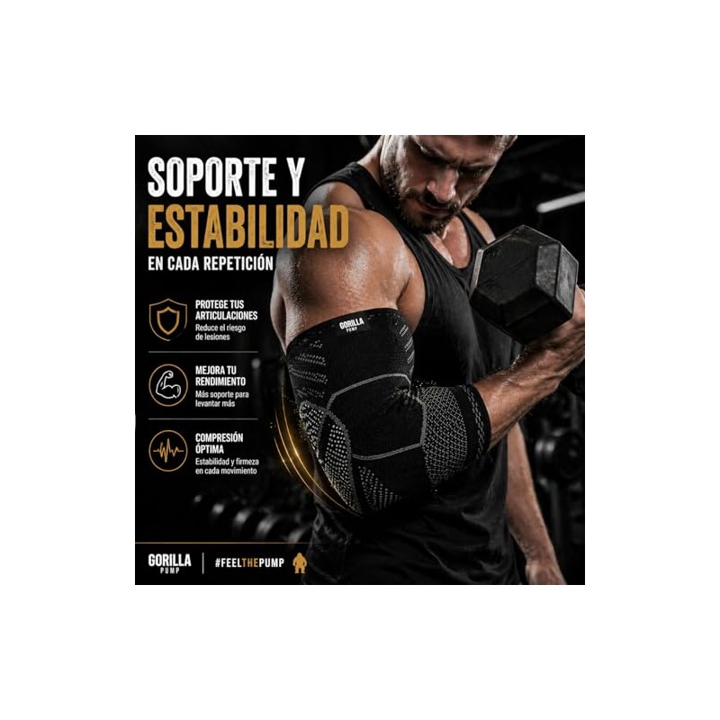 Coderas de Compresión Gorilla Pump, para Crossfit, Gym y Levantamiento