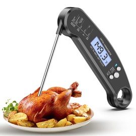 Meat Thermometer for Grilling, Digital Waterproof & Instant Read Food Thermometer with Probe for Cooking V58.412.02 FM202-02 (Coal Black)