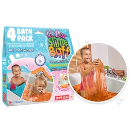 Glitter Slime Baff Orange & Aqua from Zimpli Kids, 4 Bath Value Pack, Magically turns water into gooey, glittery slime, 2 x Free Crackle Baff, DIY Slime Kit for Children, Educational Birthday Gift