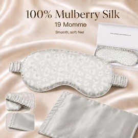Silk Sleep Mask Light Blocking Luxury 100% Mulberry 22mm Silk Eye Mask Eye Cover Blindfold Ultra Soft Light & Comfy Anti Aging Skin Care with Travel Bag Gift Package