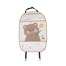 Car Back Seat Kick Pad Dust Resistant Protective Seat Back Kick Mat Protector Cover for Vehicle Bear Style Large Size