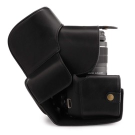 MegaGear MG1607 Ever Ready Leather Camera Case compatible with Canon EOS Rebel T7 (18-55mm), 2000D (18-55mm) - Black