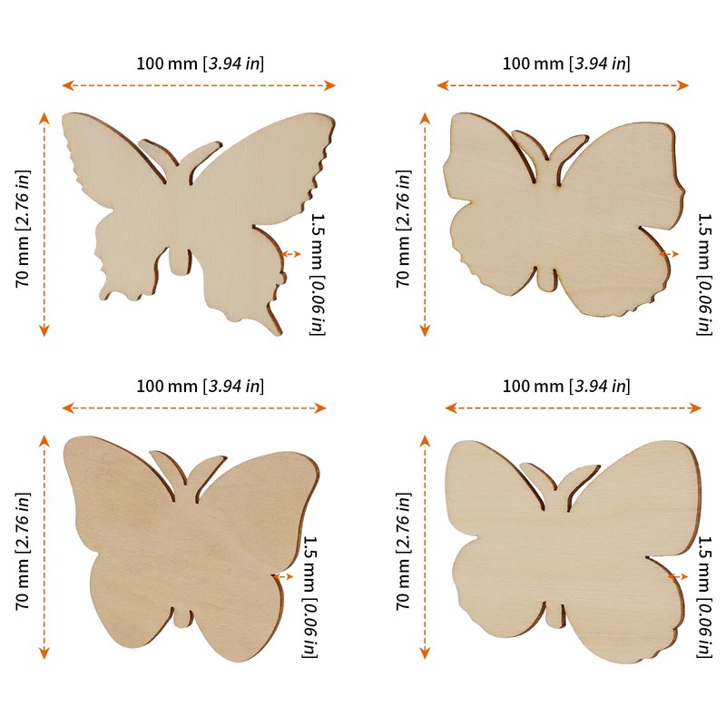 HOZEON 80 PCS Wooden Butterfly Crafts - Wooden Butterfly Cutouts