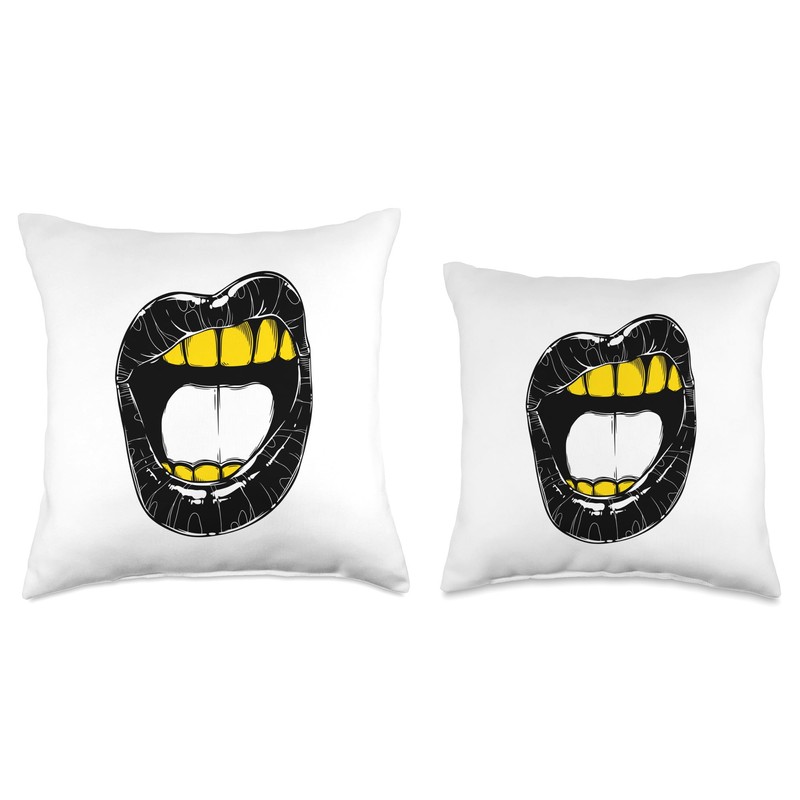 Gold Teeth Grill Throw Pillow