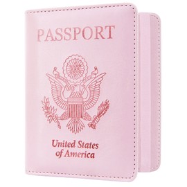 ACdream RFID Blocking Passport Holder Travel Wallet - Premium PU Leather Cover Passport Book with Card Holder, Pen Slot, Keep Organization, and Travel Essentials for Women and Men, *A- Bright Pink,