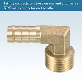 QUARKZMAN 12 mm Barb to 1/2 Inch PT Male Threaded Pipe x 2 Pieces 90 Degree Elbow Brass Barbed Hose Fitting for Air Water Fuel Pneumatic Hose Gold