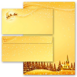 40-pc. Complete Set Christmas Paper, Festive Wishes Christmas 20 Sheets of Stationery Paper + 20 Matching envelopes DIN Long windowless | Paper-Media