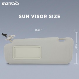 SCITOO Right Passenger Side Gray Car Sun Visor Assembly Replacement fit for 2010-2015 for Mazda CX-9 with Sunroof