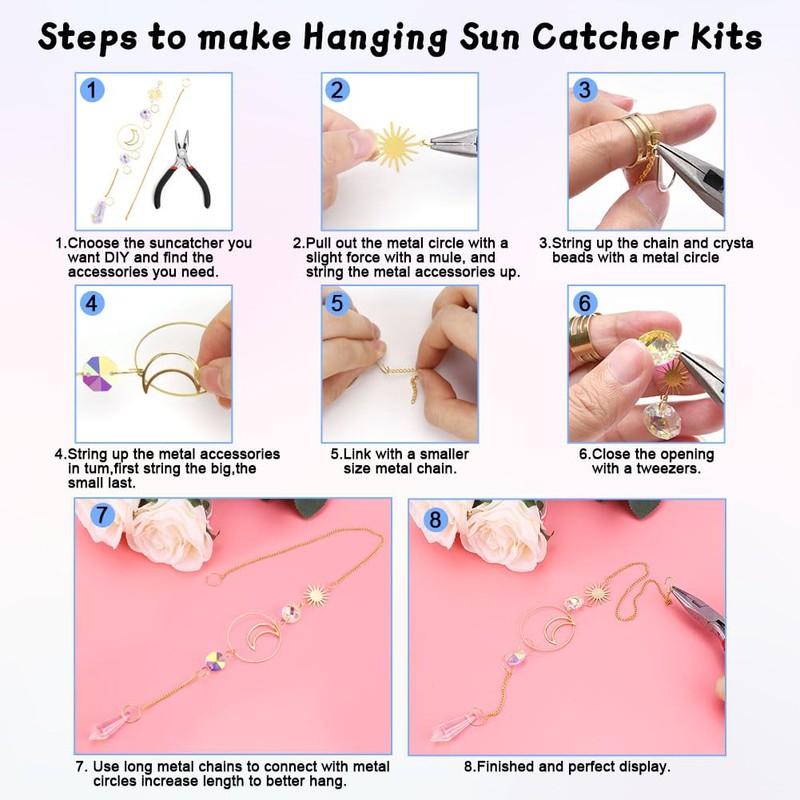 OFFCUP Crystal Suncatchers, 200Pcs Gold Sun Catchers, Rainbow Maker Crystal