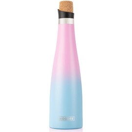 koodee Wine Bottle - 32 oz Insulated Stainless Steel Wine Bottle with Double Wall Vacuum Sealed Lids,for Wine Lovers Keeps Wine Cold for 24 Hours and Hot for 12 Hours (Pink Blue,1000ml)