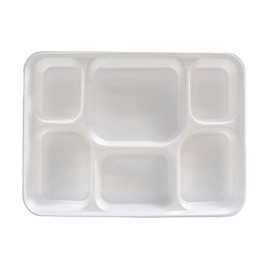 Pooja Bazar 6 Compartment White Disposable Party Thali Plates (200 Pack)