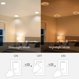 LVWIT 6 Pack 4 Inch LED Recessed Light with Night Light, 9W 5CCT Ultra-Thin Dimmable Can Lights with Junction Box, High Brightness Canless Wafer Downlight for Kitchen Hallway Dining Room