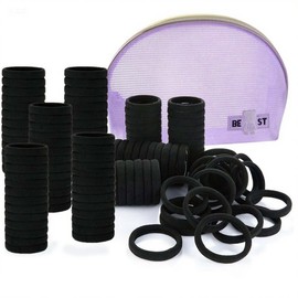 120PCS 4CM Black Super Elastic Seamless Towel Hair Bands - Women's Hair Ties Scrunchies Elastic Hair Accessories