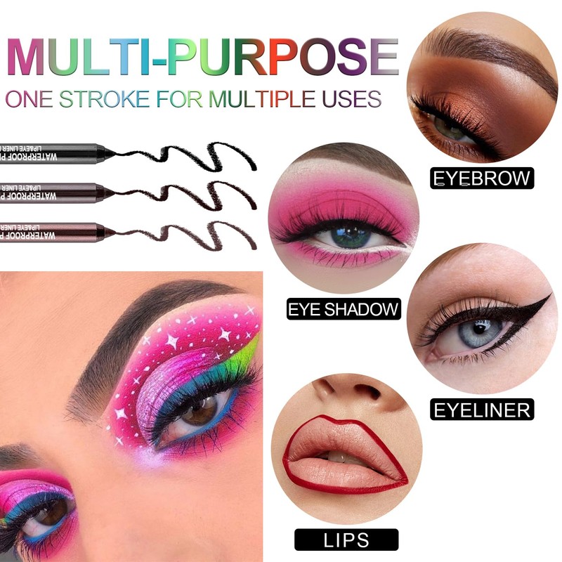 3 Colorful Eyeliner Pen Set, Eye Shadow Pencil, Pearl Eyeliner