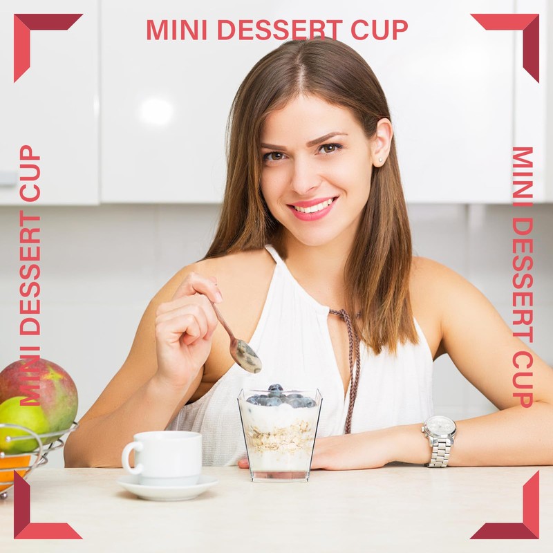 Macepason 5 oz Dessert Cups Square Clear Cups Mini Containers