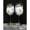 Hand Painted Wine Glasses - White Magnolia (Set of 2)