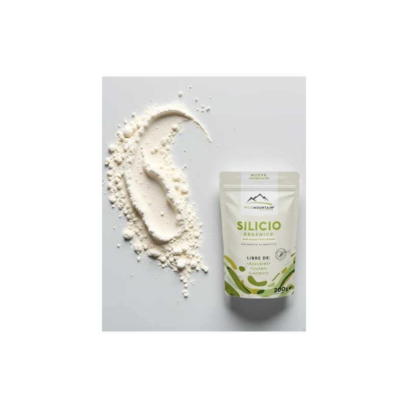 Wildmountain, Silicio Orgánico Suplemento Alimenticio Vegano Sin Azúcar 200gr