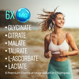 VitaBright Magnesium Glycinate 6-in-1 Complex 2500mg, 485mg Elemental Magnesium Supplements High Strength, With Zinc, Vitamin D3 & B6, 120 Capsules