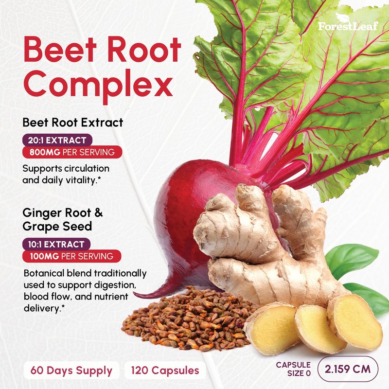 ForestLeaf USDA Organic Beet Root Capsules - Beetroot Supplement 16000