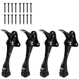 4Pcs Kickdown Door Stop Aluminum Alloy Door Stopper Adjustable Height Door Holder Stop with Rubber Tip Easy Install Metal Door Stopper for Bottom of Door