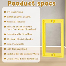 6PCS 1/2" Single Gang Receptacle Outlet Box Extenders with 12PCS Screws, Electric Outlets Extender Box, Receptacle Extender for Electrical Boxes and Power Outlet Switches (Yellow)