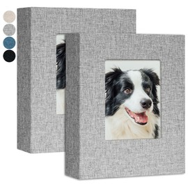Yopih Small Photo Album 4x6 Photos 2 Pack Linen Cover Mini Photo Book 26 Page Holds 52 Pictures Artwork or Postcards Storage Grey