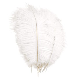 Yuzhou 10 PCS Natural Ostrich Feathers, 20-25cm/7.9-9.8inch Wedding Feathers Plume Feather Party Table Feathers Dyed Ostrich Feathers White Feathers Feathers for Centerpieces for Home Wedding Party