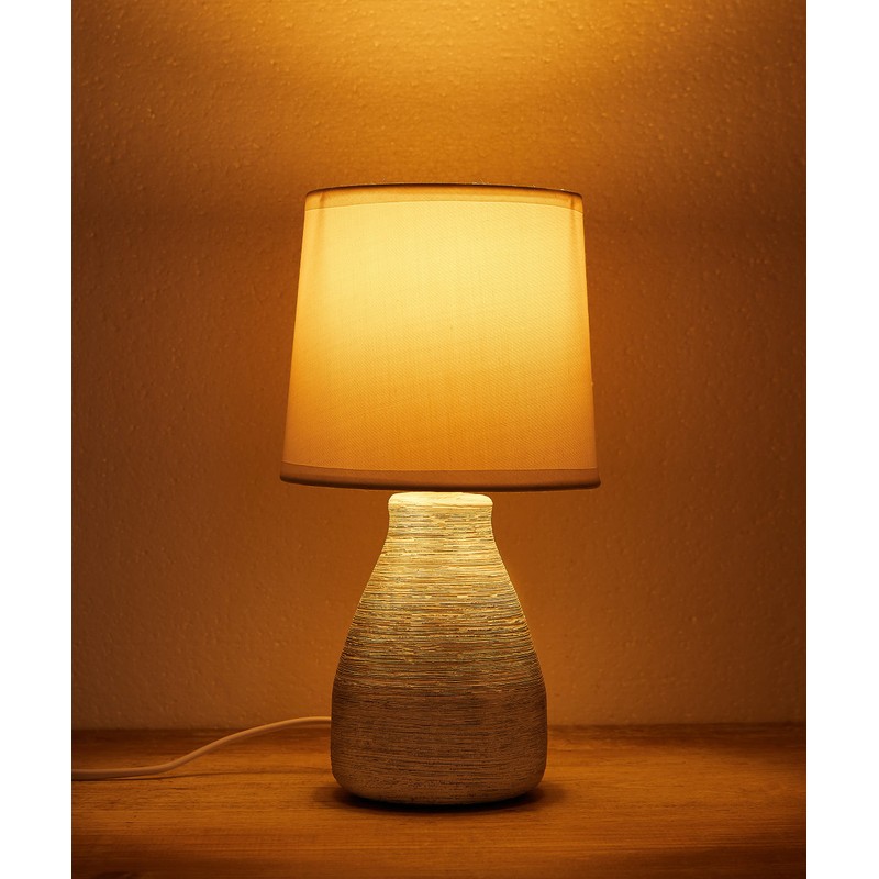 BRUBAKER Table Lamp Bedside Lamp 28 cm White Ceramic Lamp