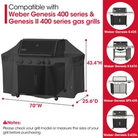 Unicook Grill Cover Compatible with Weber Genesis 400 Series, Heavy Duty Waterproof Outdoor BBQ Cover, Fade Resistant Barbecue Protector, Compared to Weber 7758, Fits Grills up to 69 Inches Wide