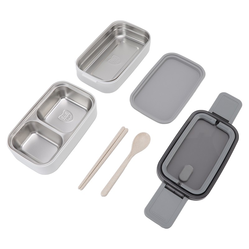 Bento Box 304 Stainless Steel Microwaveable with Chopsticks and Spoon