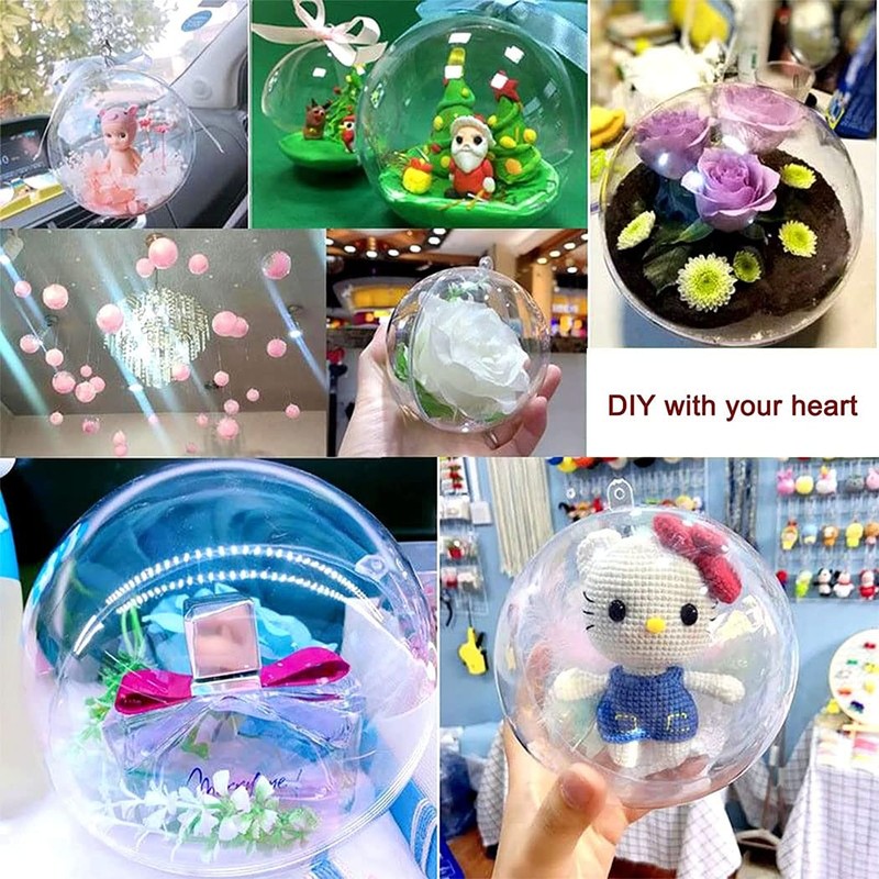 iDopick 20 Pack Clear Plastic Fillable Ornaments Ball, 6cm DIY
